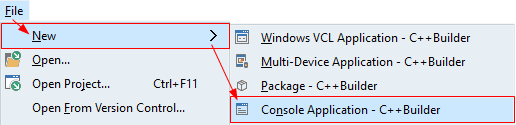 bcb FileNewConcoleApplication