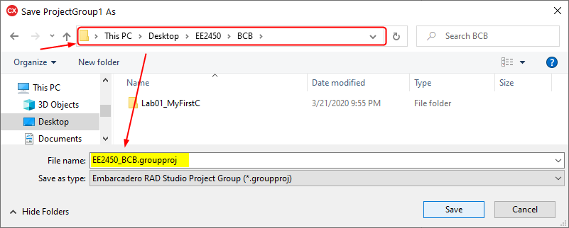 bcb SaveProjectGroup EE2450BCB