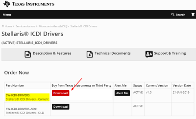 TI DL StellarisICDIDriver s