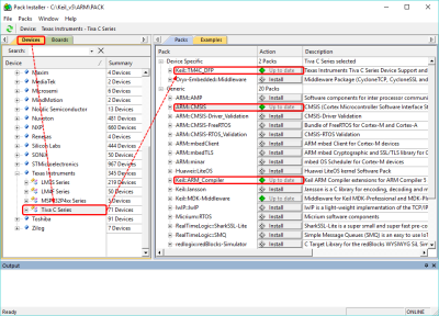keil PackInstaller tiva s